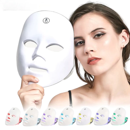 Máscara Facial LED 7 cores - Fóton Terapia Para Cuidados Com A Pele Endurecimento Anti-Envelhecimento Beleza Facial