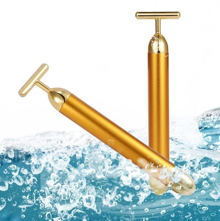 Massageador Facial 24K com Alta Vibração – Anti-Rugas, Reduz Papada e Olheiras