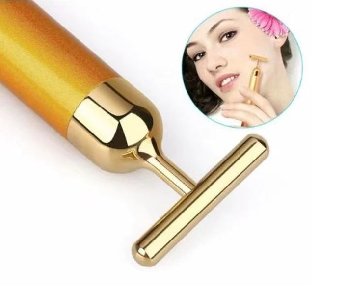 Massageador Facial 24K com Alta Vibração – Anti-Rugas, Reduz Papada e Olheiras