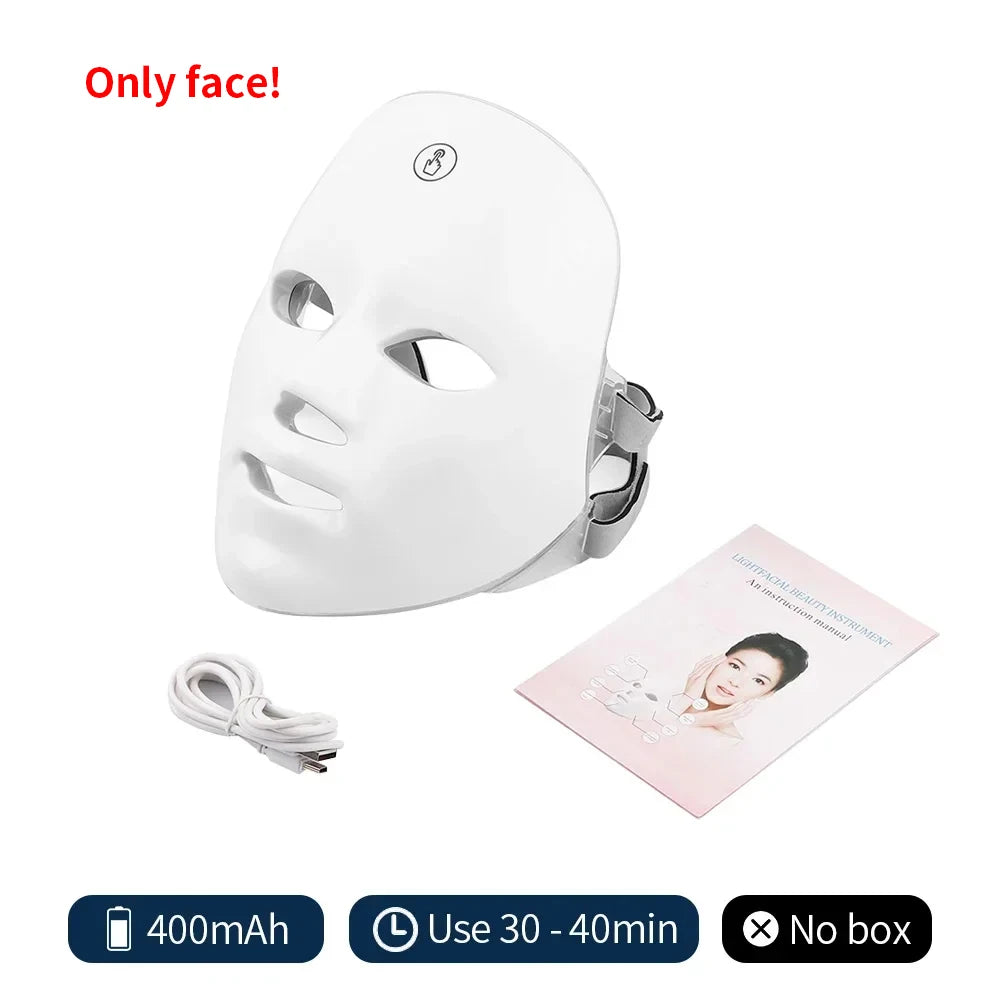 Máscara Facial LED 7 cores - Fóton Terapia Para Cuidados Com A Pele Endurecimento Anti-Envelhecimento Beleza Facial