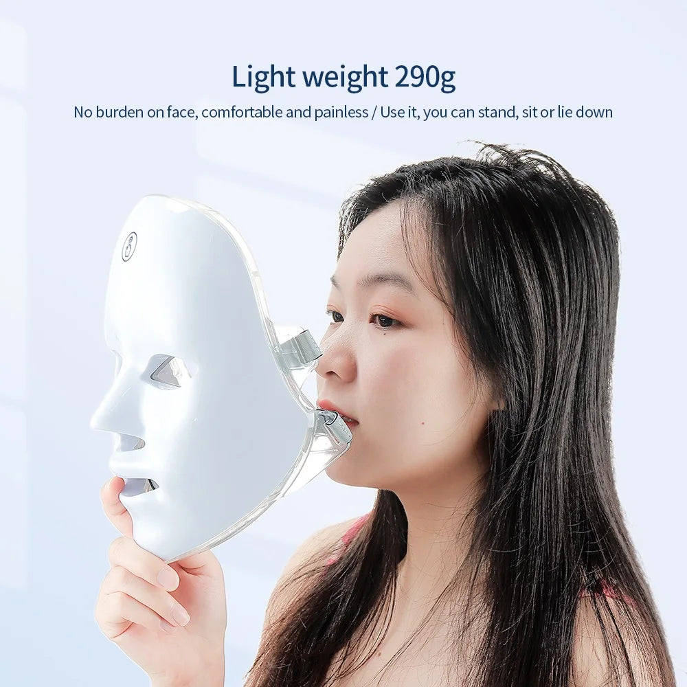 Máscara Facial LED 7 cores - Fóton Terapia Para Cuidados Com A Pele Endurecimento Anti-Envelhecimento Beleza Facial