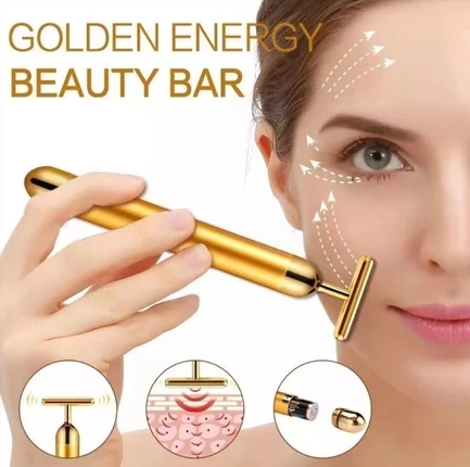 Massageador Facial 24K com Alta Vibração – Anti-Rugas, Reduz Papada e Olheiras