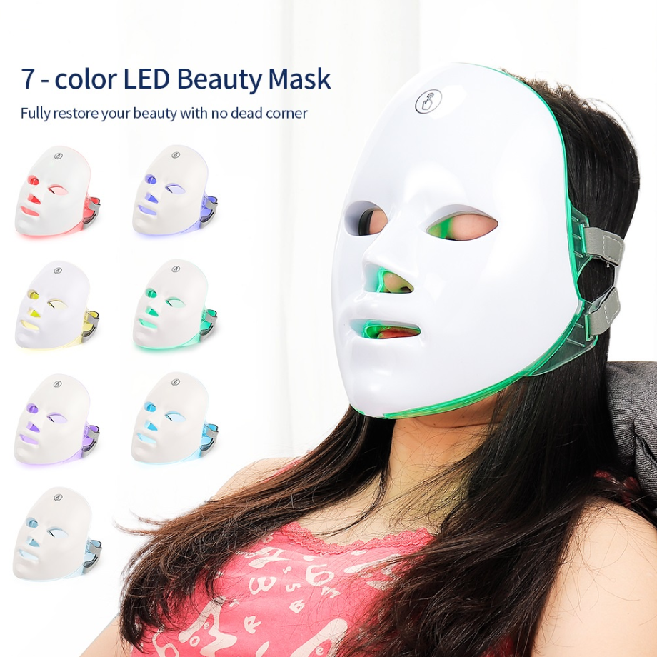 Máscara Facial LED 7 cores - Fóton Terapia Para Cuidados Com A Pele Endurecimento Anti-Envelhecimento Beleza Facial