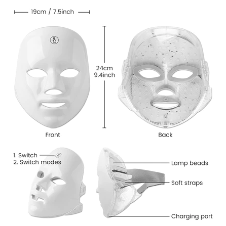 Máscara Facial LED 7 cores - Fóton Terapia Para Cuidados Com A Pele Endurecimento Anti-Envelhecimento Beleza Facial