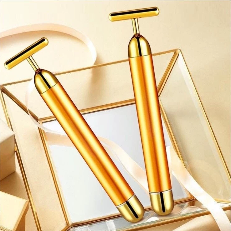 Massageador Facial 24K com Alta Vibração – Anti-Rugas, Reduz Papada e Olheiras