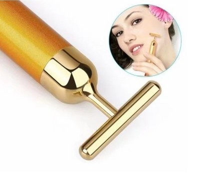 Massageador Facial 24K com Alta Vibração – Anti-Rugas, Reduz Papada e Olheiras