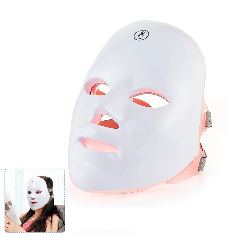 Máscara Facial LED 7 cores - Fóton Terapia Para Cuidados Com A Pele Endurecimento Anti-Envelhecimento Beleza Facial
