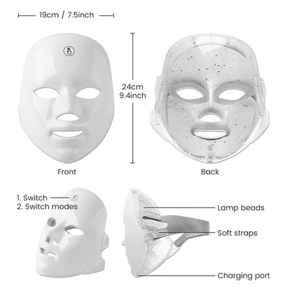 Máscara Facial LED 7 cores - Fóton Terapia Para Cuidados Com A Pele Endurecimento Anti-Envelhecimento Beleza Facial