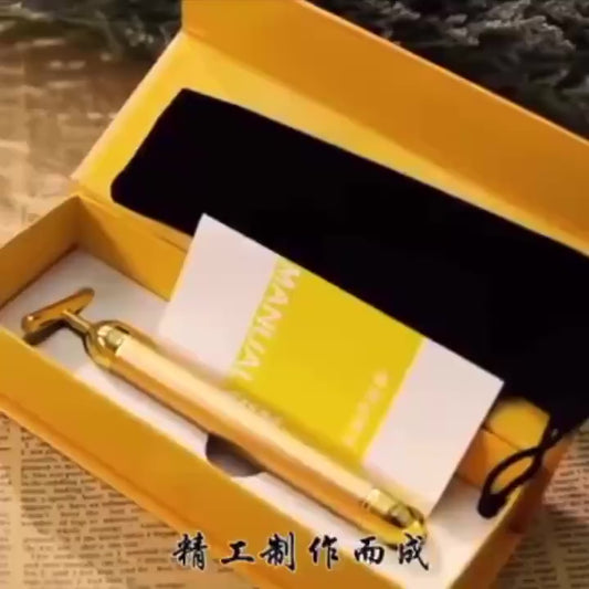 Massageador Facial 24K com Alta Vibração – Anti-Rugas, Reduz Papada e Olheiras